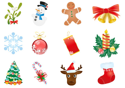 Christmas elements isolated on a white background