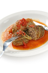cabbage roll , stuffed cabbage with tomato sauce