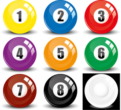 Billiard snookers - pool balls- colored balls, vector
