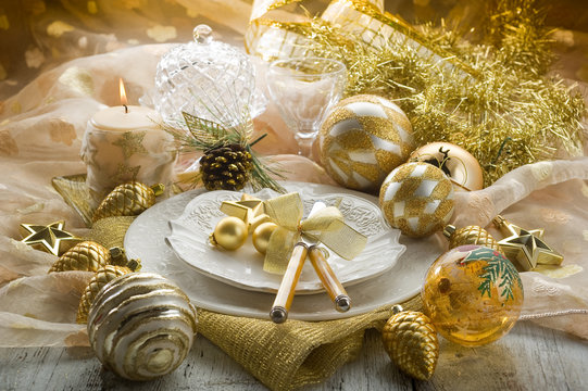 gold xmas table-tavola natalizia dorata