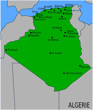 Carte des Villes Principales d'Algérie