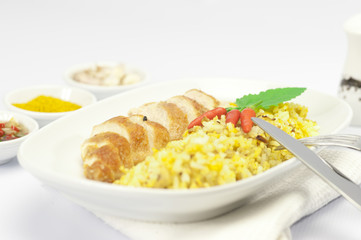 chicken breast fillet with cury rice