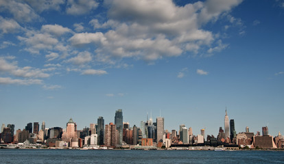 new york city cityscape over hudson river