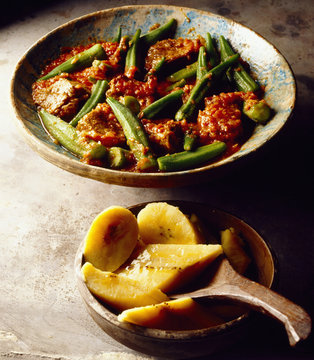 Gombo et bananes plantain