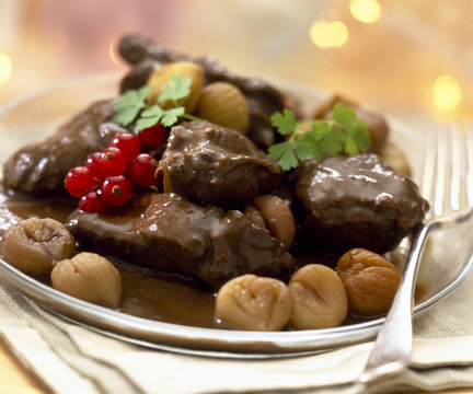 Civet de chevreuil aux marrons
