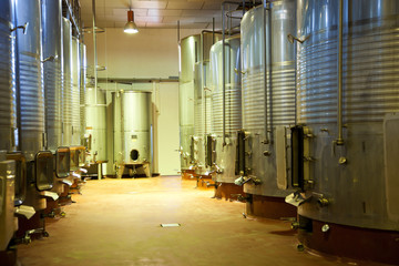Modern winery fermenting facility