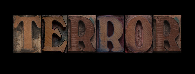 the word terror in old letterpress wood type