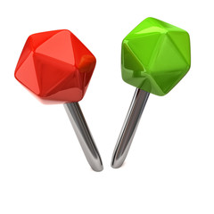 Red  and green Pushpins