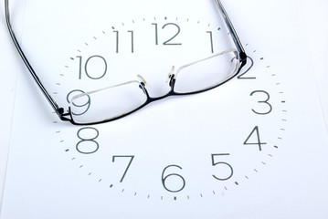 Eyeglasses and clock