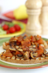 Mushroom and Tomatoes on Bruschettina Bread
