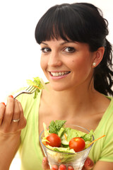 Young Woman Eating Salad. Model Released