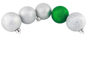 Silver And Green Glitter Christmas Ornaments