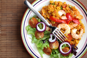 King Prawn Paella with Salad