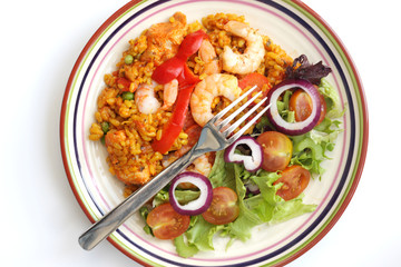 King Prawn Paella with Salad