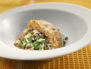 Galeres au riz et lentilles