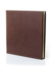 brown leather photo album cover