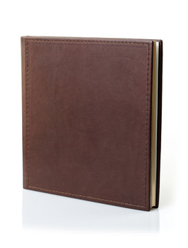 brown leather photo album cover