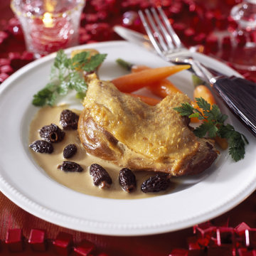 Cuisse de canard sauce morille 