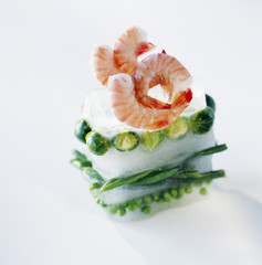 Bloc de légumes congelés et crevettes 