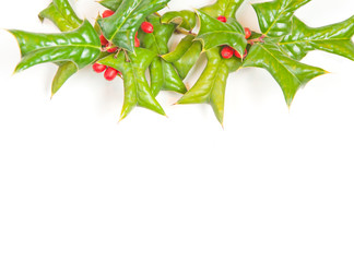 Christmas framework with holly berry isolated