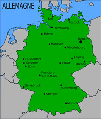 Carte des Villes Principales d'Allemagne