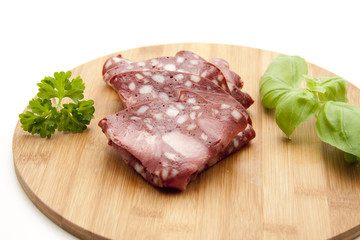 Zungenrotwurst mit Kräuter