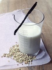 Sarrasin et verre doseur de lait 