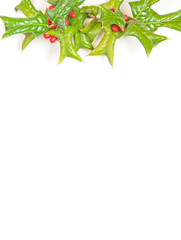 Christmas framework with holly berry isolated