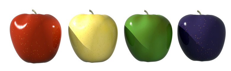 multicolored apples on white