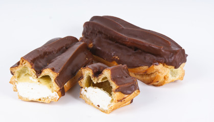 Closeup of slice of tasty chocolate cake