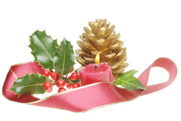 Christmas decoration with a red ribbon