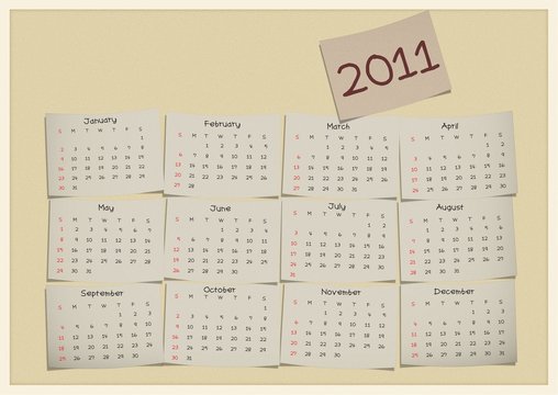2011 corkboard calendar