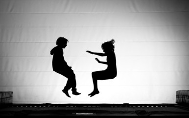friends on trampoline