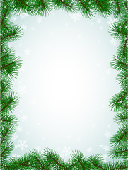 christmas fir branches snowflake frame pattern