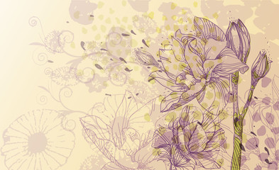 gentle vector background with  blooming flowers - 27300000
