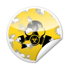 Pegatina CONTAMINACION BIOLOGICA vintage con reborde