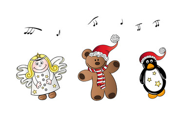 Nikolaus, Weihnachten, Teddy, Engel, Pinguin © christine krahl