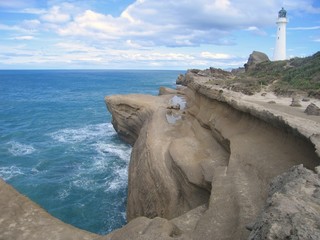 lighthouse and cliffs - New Zealand