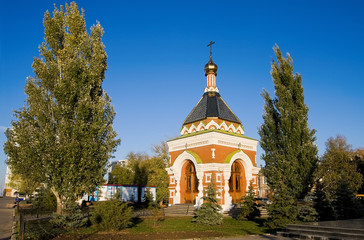 Old small orthodox chapel of St. Alexis, Samara, Russia