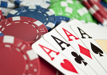 Winning hand of four aces