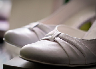 White wedding shoes closeup