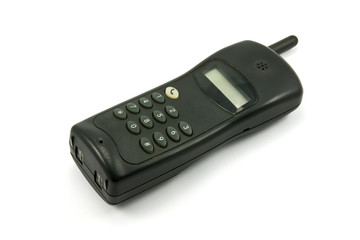 black cordless  phone over a white background
