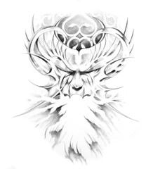 Sketch of tattoo art, monster