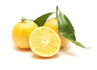 Fresh mandarins over white background