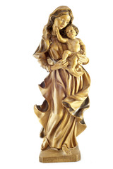 Ancient wooden statue of the Madonna - obrazy, fototapety, plakaty
