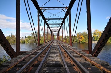 Rail length across the river  on steel bridge
