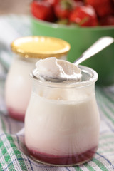 Yogurt with strawberry jam