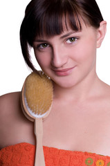 Closeup studio shot of a young beautiful woman with