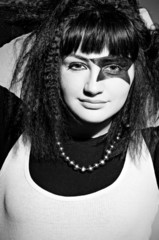 fashion closeup portrait of girl with rock make up