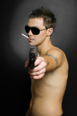 man with weapon
